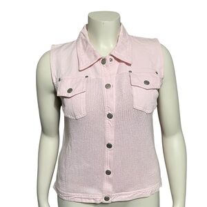 NorthStyle Light Pink Sleeveless Button-Down Cotton Vest Lg
